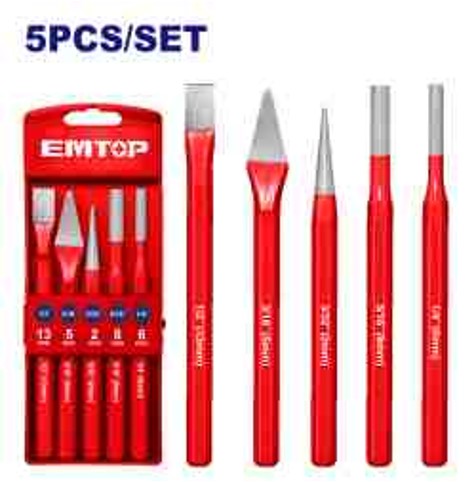 5 Pcs Cold Chisel & Punch Set, 40Cr Steel, Mixed Punch Chisel Collection